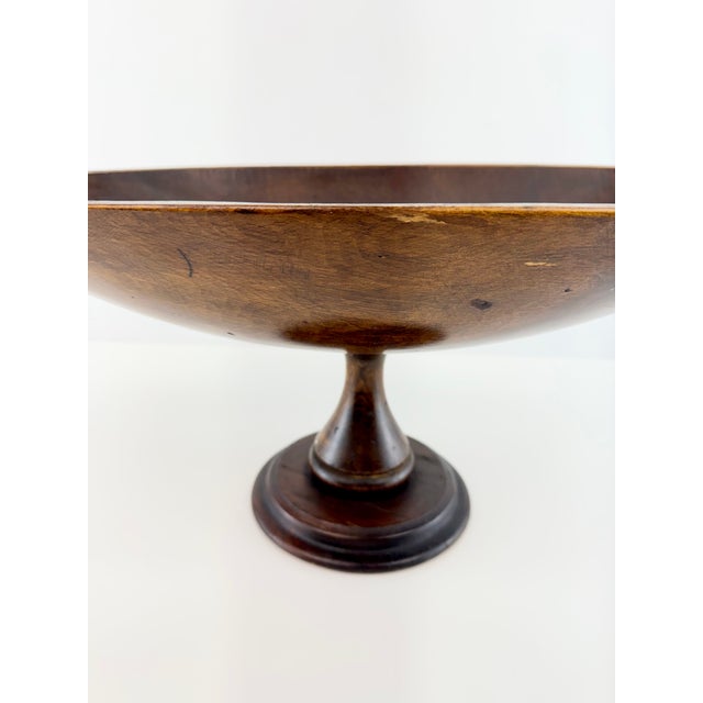 Vintage Hand-Carved Oval Wood Pedestal Centerpiece Bowl For Sale - Image 4 of 11