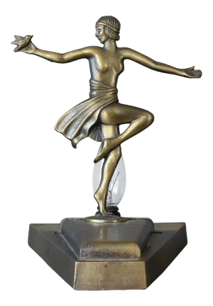 1930s Loevsky & Loevsky Art Deco Nude Lady Holding Bird Lamp