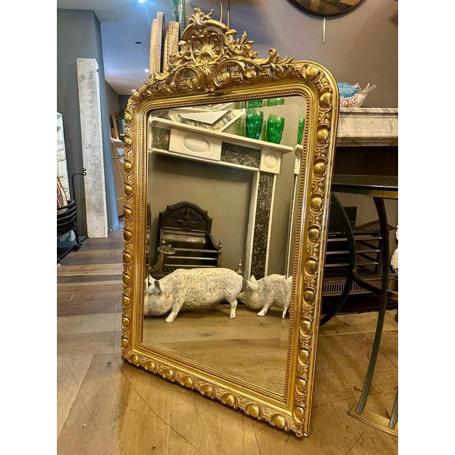 Antique French Ornate Gold Gilt Mirror, 1850 For Sale - Image 11 of 15