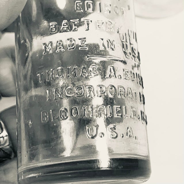 Transparent Circa 1915–1920s Thomas A. Edison Clear Glass Battery Oil Bottles (Set of Three) For Sale - Image 8 of 11