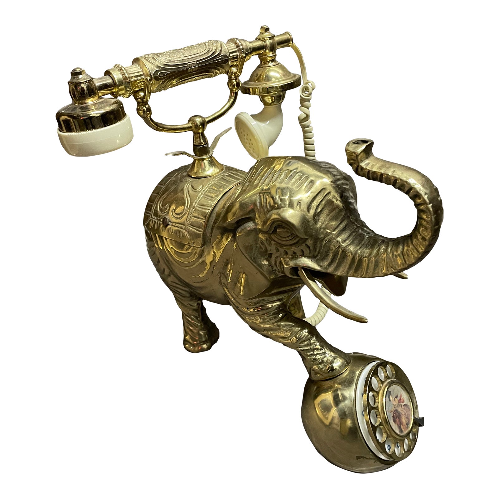 1960s Vintage Brass Elephant Phone Chairish