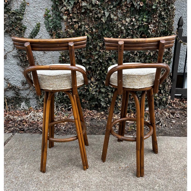 Mid 20th Century Paul Frankl Attributed Bamboo Stools - A Pair For Sale - Image 5 of 10