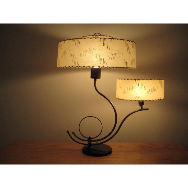 Mid 20th Century Mid Century Brass Metal Two Original Shade Table Lamp For Sale - Image 5 of 12