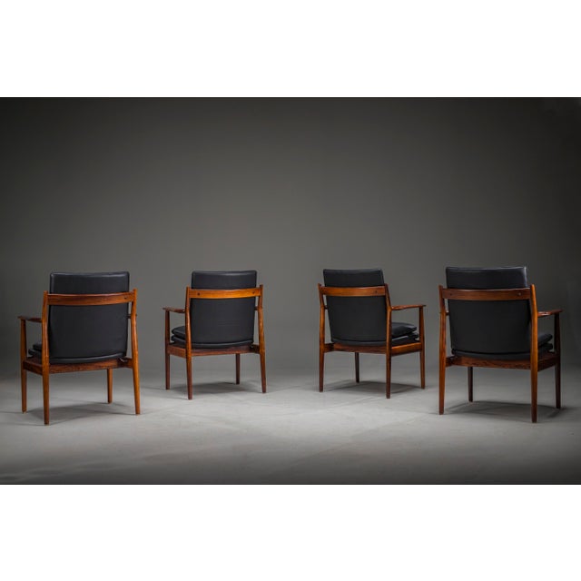 1960s Danish Model 431 Armchairs in Leather by Arne Vodder for Sibast Møbler, 1960s, Set of 4 For Sale - Image 5 of 18