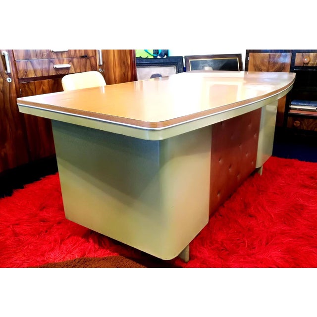 Industrial Executive Desk in Lacquered and Laminated Metal from Anonima Castelli, 1950s For Sale - Image 3 of 12