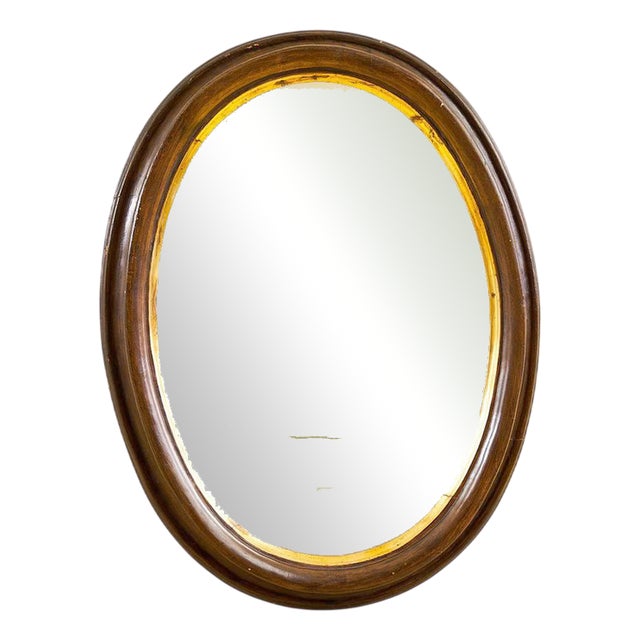 Oval Wooden Mirror, 1950s For Sale