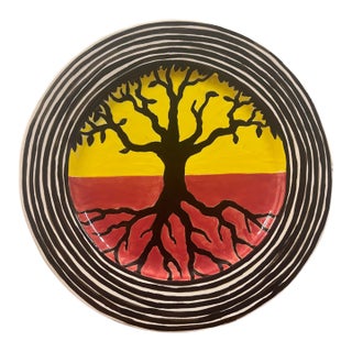 2001 John E. Buck Signed Original Tree of Life Ceramic Art Plate For Sale