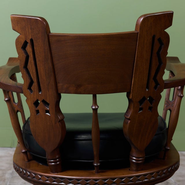 Pair of Carved Walnut Lounge Chairs in the Style of Ettore Zaccari For Sale - Image 15 of 16