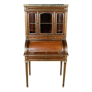 Small Cylinder Desk with Showcase For Sale