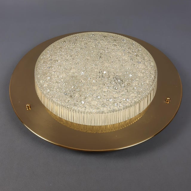 Clear Bubble Glass and Polished Brass Ceiling Lamp from Disano, 1970s For Sale - Image 4 of 11