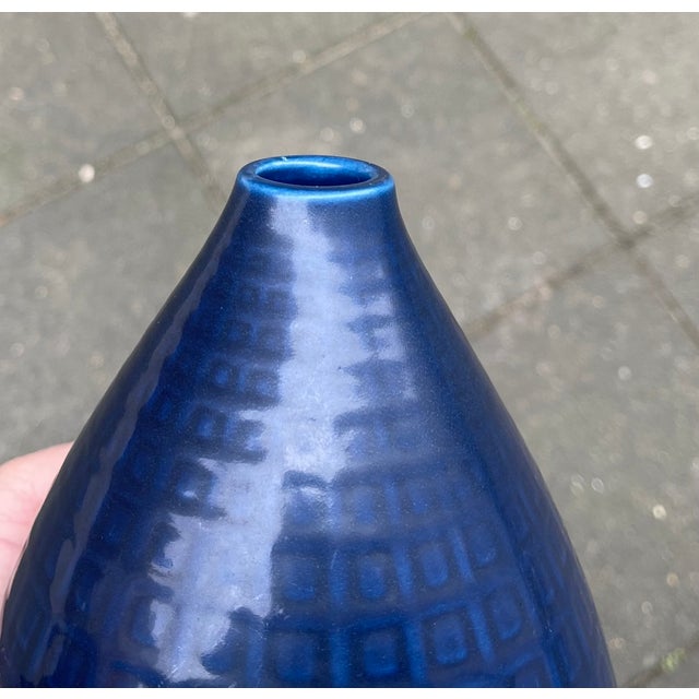Nils Thorsson Blue Glazed Marselis Vase by Nils Thorsson for Aluminia, 1950s For Sale - Image 4 of 9