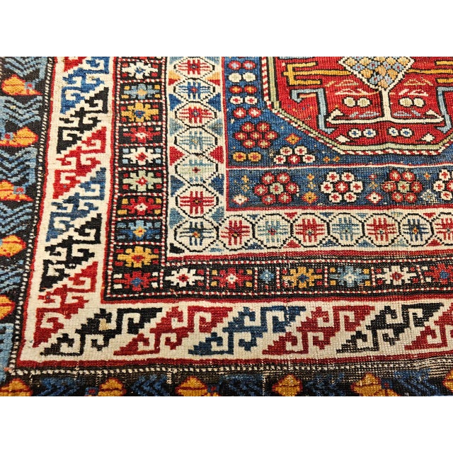 Antique Caucasian Shirvan Area Rug, Handwoven Wool, Geometric Medallion, 3' x 5' For Sale - Image 16 of 17