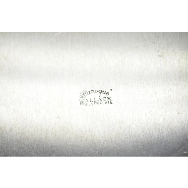 Vintage Wallace Baroque Silver Plated Round Twin Handle Serving Platter Bar Tray For Sale - Image 10 of 12