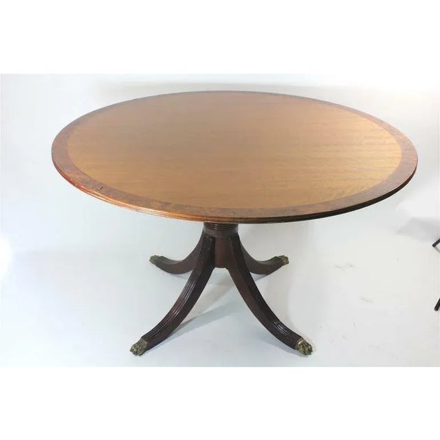 Antique Tycoons Refined Detailed English George III Satinwood Burl Border Round Dining Table -19th C For Sale In West Palm - Image 6 of 6