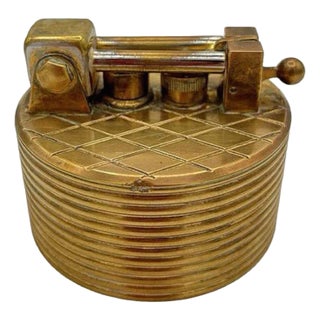 Mid-Century "Brilux" for Dunhill Brass Lift-Arm Table Lighter, Switzerland For Sale