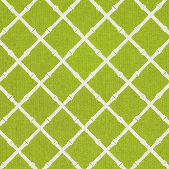 Schumacher Bamboo Trellis Indoor/Outdoor Fabric in Leaf For Sale