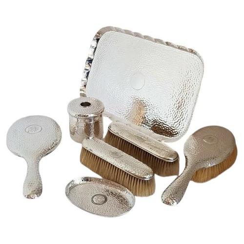 Antique Sterling Silver Vanity Set by William Comyns, London 1900s, Set of 7 For Sale - Image 16 of 16