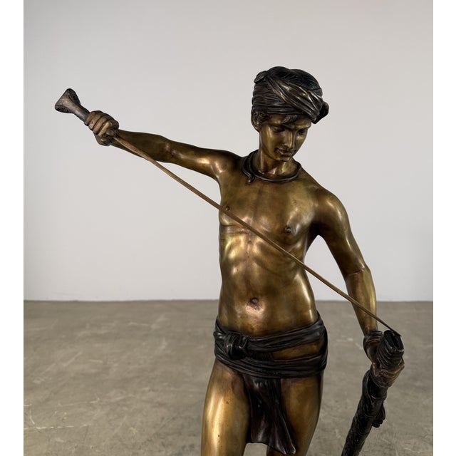 Figurative David and Goliath Bronze Sculpture, After Antonin Mercié - 38” Tall, Classical Figure For Sale - Image 3 of 16