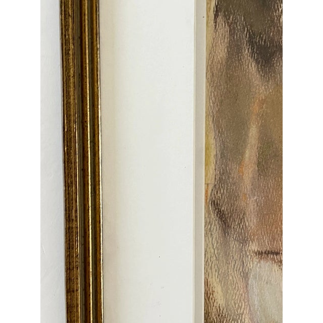 Peach Vintage Pastel Drawing of a Woman For Sale - Image 8 of 11
