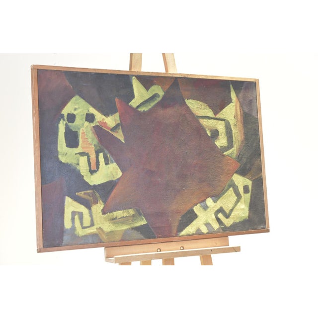 Wolf, Abstract Composition, 1956, Oil on Canvas, Framed For Sale - Image 3 of 6
