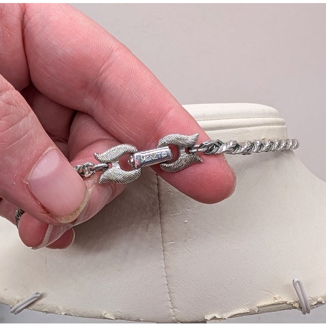 Vintage 1960s Signed Monet Rhodium Plated "Atomic" Pendant Necklace For Sale In Philadelphia - Image 6 of 10