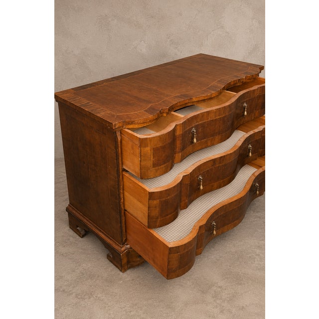 1940s Antique Italian Baroque Style Burl Walnut Chest For Sale - Image 5 of 8