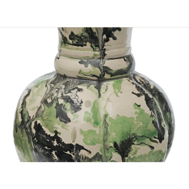 Mid-Century Modern Vintage Italian Marbleized Terracotta Table Lamp Signed For Sale - Image 10 of 11