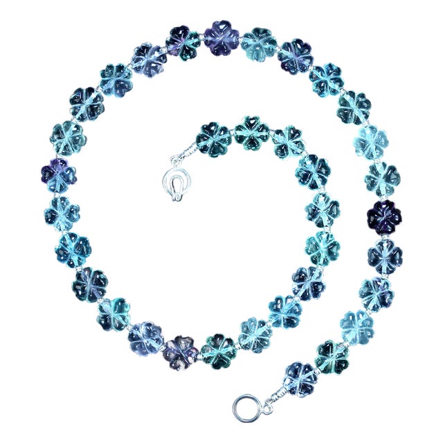 Ajd 24 Inch Transparent Multi Color Fluorite Necklace For Sale