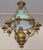 Blue Late 19th Century Brass Kerosene Oil Chandelier With Blue Shade For Sale - Image 8 of 12