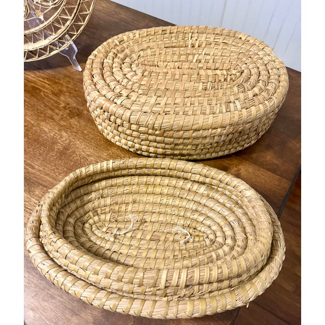 Late 20th Century Hand Woven Cowrie Shell Wall Hanging and Lidded Basket With Handle For Sale - Image 9 of 12