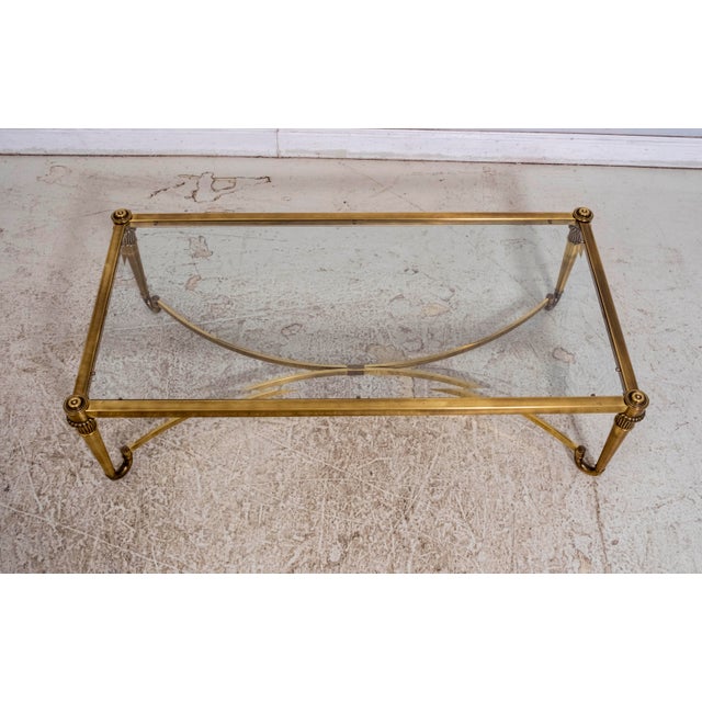 Mid-Century Modern Mid Century Modern Brass & Glass Coffee Table For Sale - Image 3 of 10