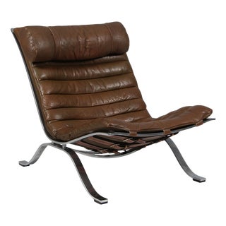 Vintage Ari Lounge Chair in Patinated Leather by Arne Norell, 1970s For Sale