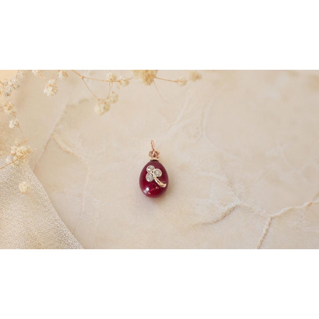 Rare Purpurine Egg Pendant with Diamonds by Anders Nevalainen, St. Petersburg, Late 19th – Early 20th Century A charming...