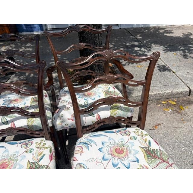 1940s Set of 12 Georgian Style 1950s Mahogany Ribbon Back Dining Room Chairs For Sale - Image 9 of 10