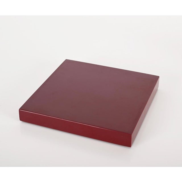 Mid-Century Burgundy Lacquer and Brass Vide-Poche from Dior, Italy, 1970s For Sale - Image 13 of 15