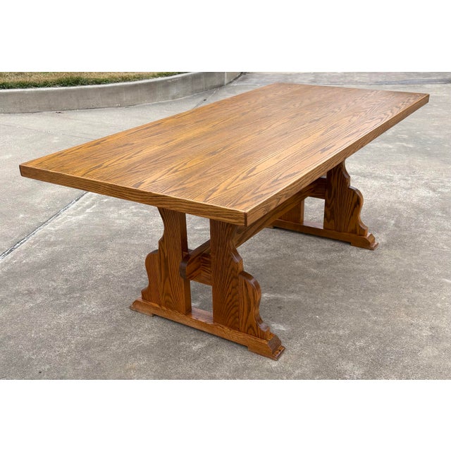 Mid 20th Century Vintage Brutalist Trestle Dining Table For Sale - Image 5 of 12