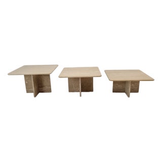 Italian Travertine Coffee or Side Tables, 1990s, Set of 3 For Sale