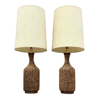 Mid 20th Century Mid Century Cork Table Lamps, a Pair For Sale