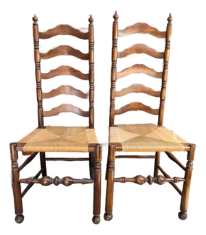 Pair of Mid 19th Century Ladderback and Bobbin Chairs