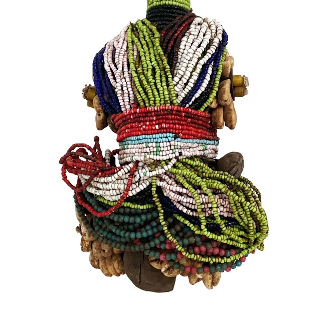 Brown Namchi Namji Beaded Fertility Doll Cameroon 9" H For Sale - Image 8 of 10