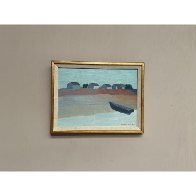 Original Vintage Swedish Oil on Canvas – “Motif from Byxelkrok” by Raymond Wallentin – Signed & Dated 1975 – Vintage &...