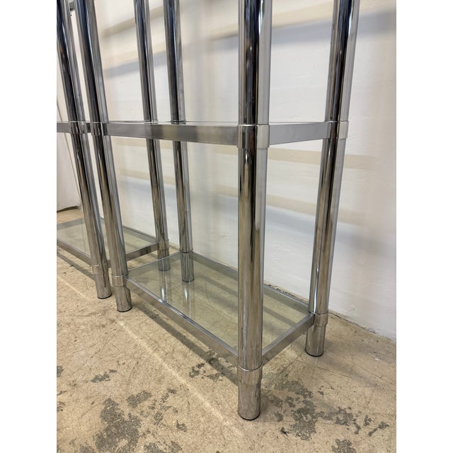 Mid-Century Chrome and Glass Etageres or Bookcases, 1970s - A Pair For Sale - Image 13 of 15