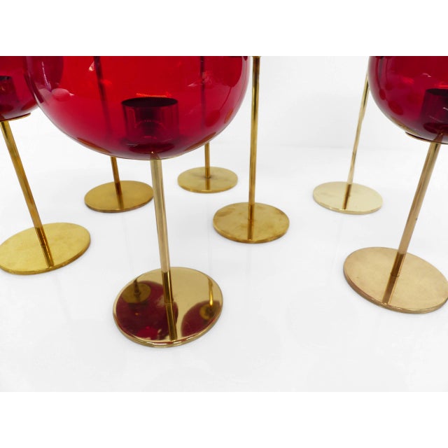1960s Red Nr. 135 Tealight Holders by Hans Agne Jakobsson for Hans-Agne Jakobsson AB Markaryd, Sweden, 1950s-1960s, Set of 7 For Sale - Image 5 of 9