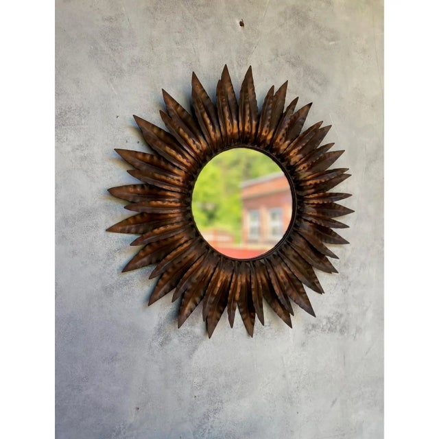 Copper Spanish Sunburst Mirror With Vintage Copper Finish For Sale - Image 8 of 13