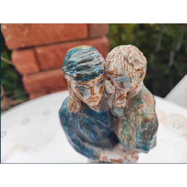 Pre-war cast iron figurine, ceramic-coated, of the Virgin Mary, dimensions: height 23 cm, width 9.2 cm, depth 7.2 cm.