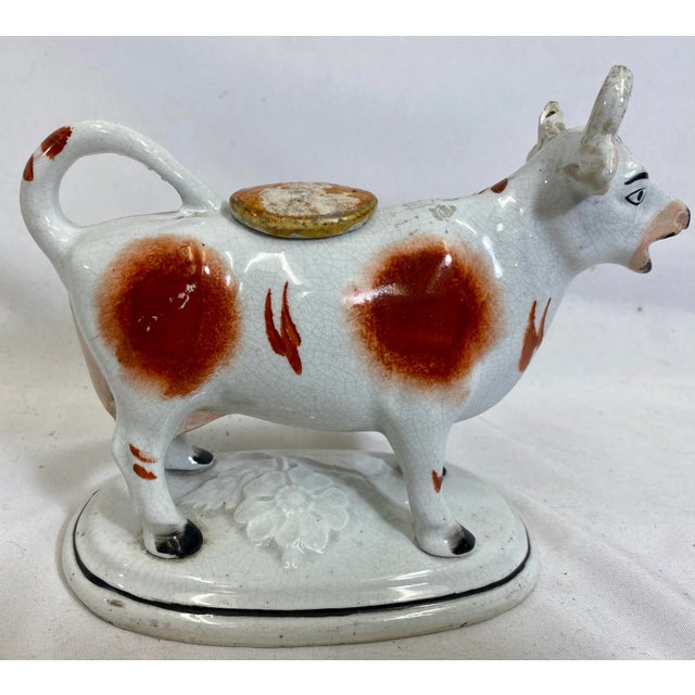 Antique Staffordshire Cow Milk Pitcher / Creamer From England - Circa 19th Century. Very nice early piece! One of the ears...