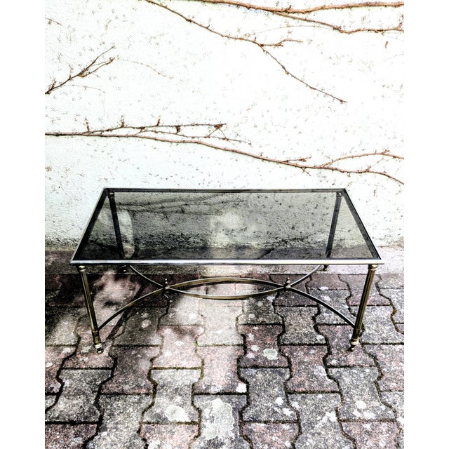 Metal Coffee Table in Metal and Smoked Glass, 1960s For Sale - Image 7 of 9