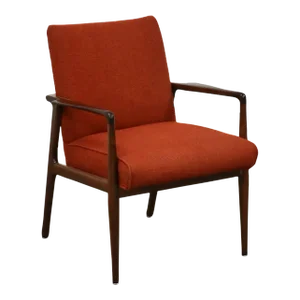 1960s Stow Davis Walnut and Red Lounge Chair