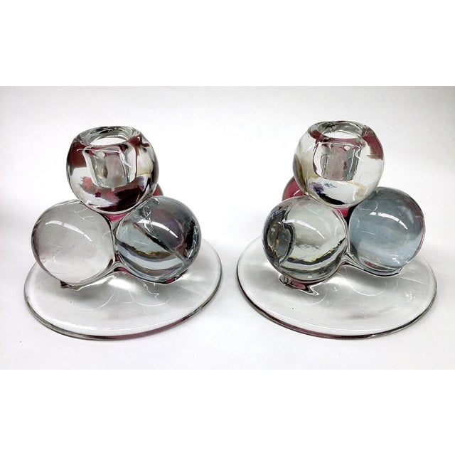 MCM Westmoreland Glass Ball Candle Holders 2 Chairish