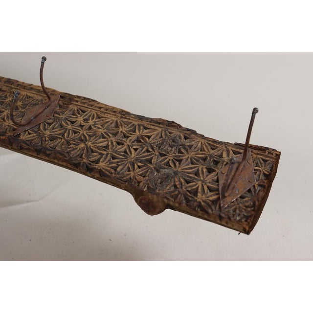 Antique Wood Handcarved Wall Coat Rack, 1890s For Sale - Image 4 of 15